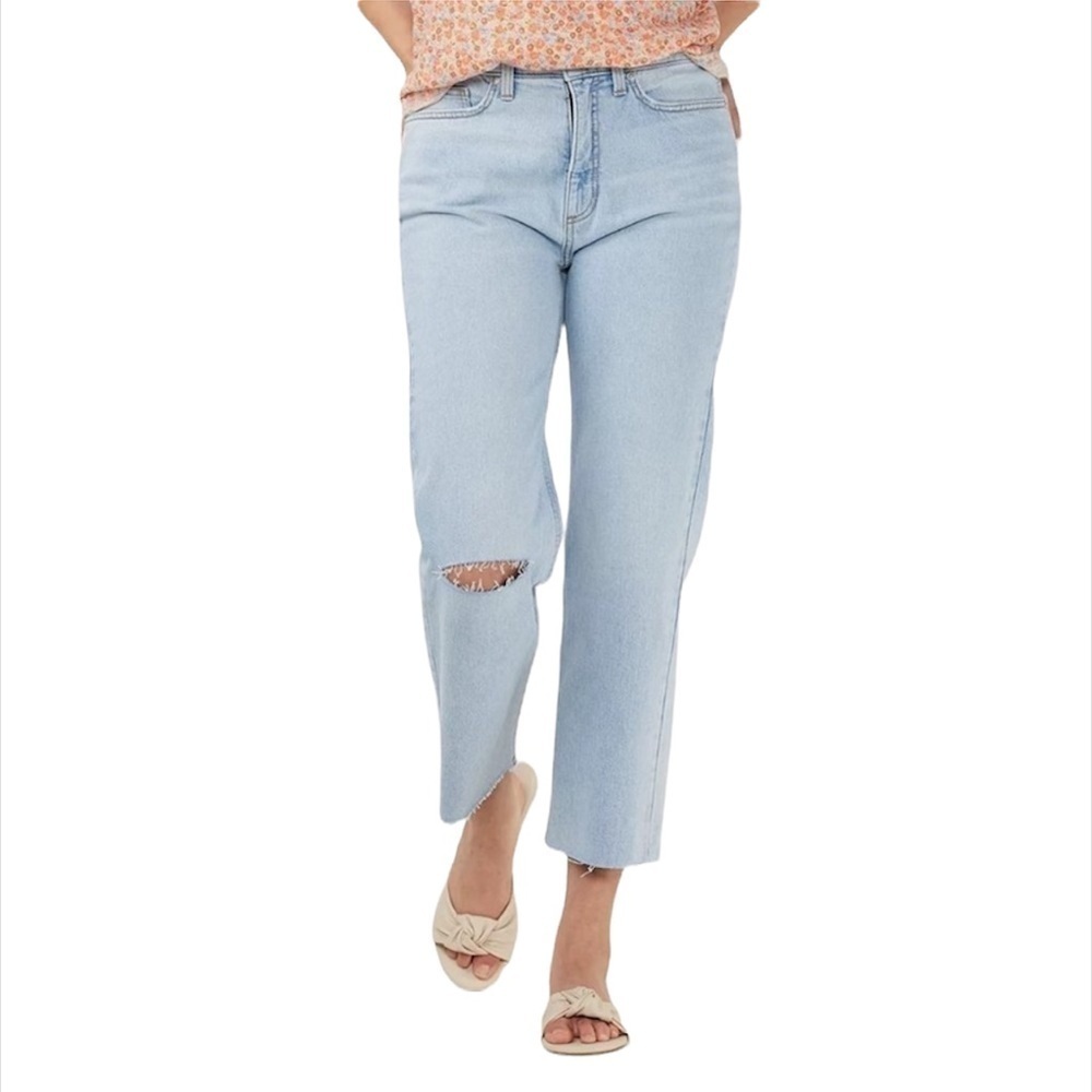 LC Lauren Conrad High Rise Distressed Light Cropped Straight Leg Jeans Sz 14 New